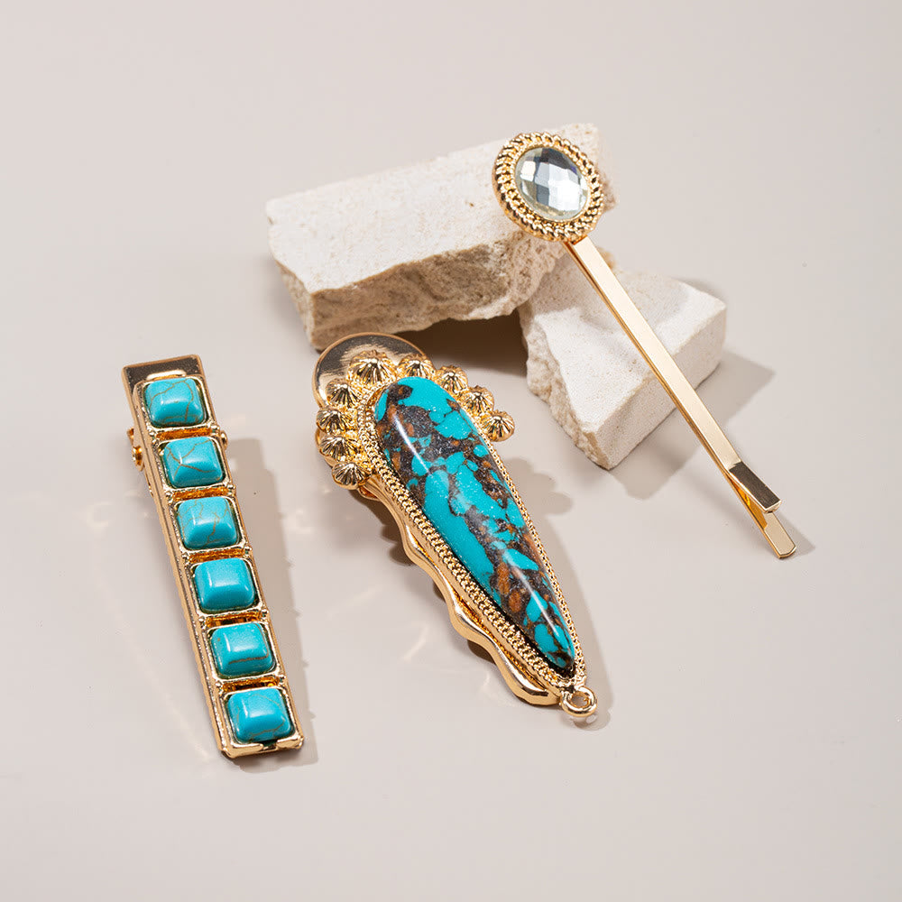 Olivenorma 3Pcs Luxury Turquoise Bobby Pins Hairpin - Turquoise - image 1