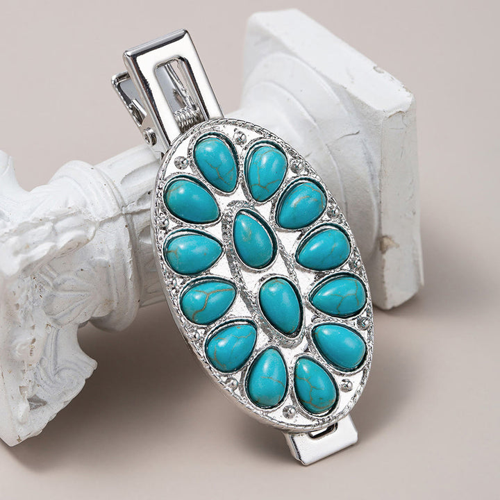 Olivenorma Retro Turquoise Hair Clip Hairpin - Turquoise - image 0