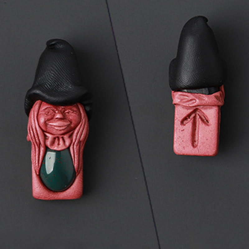 Olivenorma Nordic Elf Shaped Rune Gemstone Pendant Ornament - Green Chalcedony - image 31