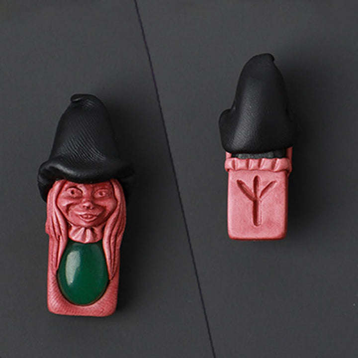 Olivenorma Nordic Elf Shaped Rune Gemstone Pendant Ornament - Green Aventurine - image 32