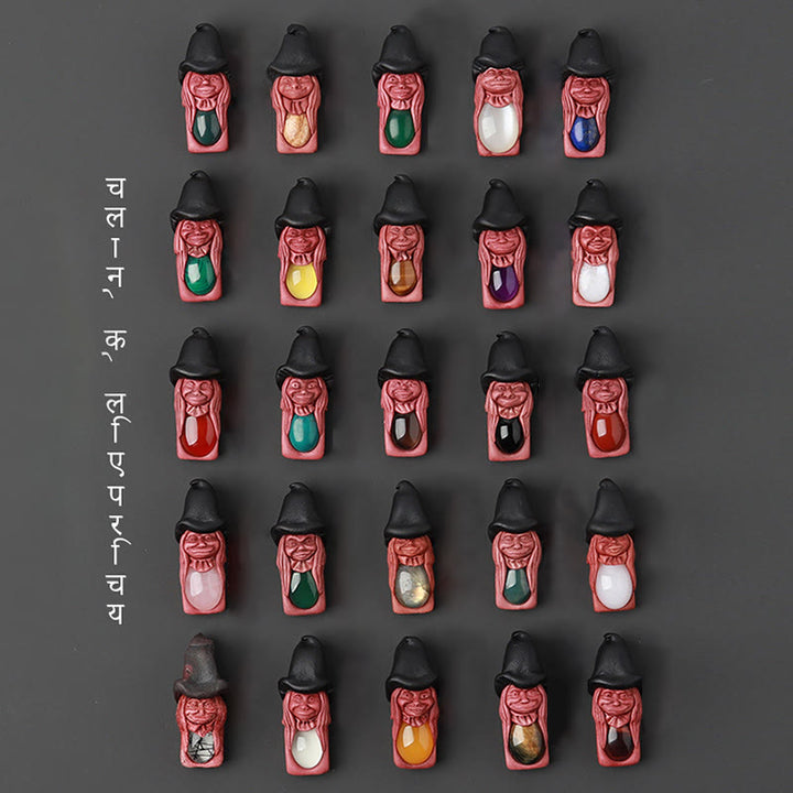 Olivenorma Nordic Elf Shaped Rune Gemstone Pendant Ornament - image 52