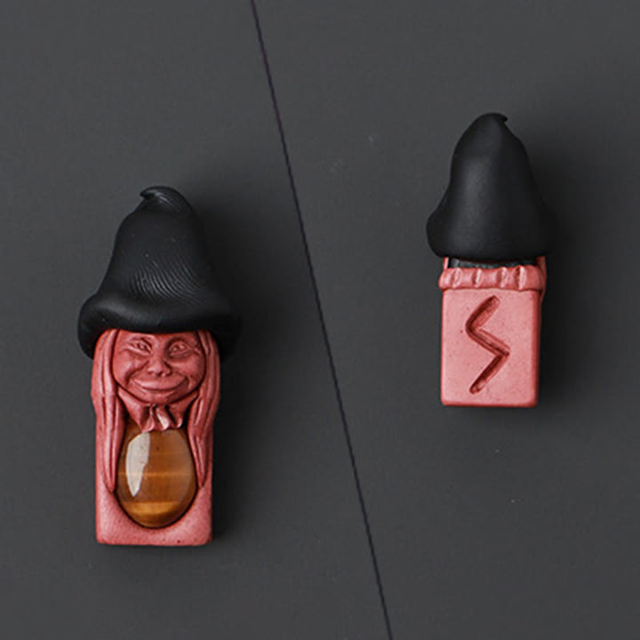 Olivenorma Nordic Elf Shaped Rune Gemstone Pendant Ornament - Tiger Eye - image 14