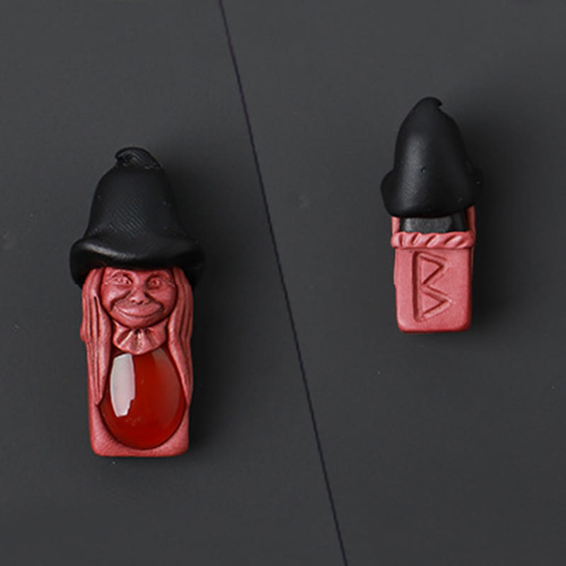 Olivenorma Nordic Elf Shaped Rune Gemstone Pendant Ornament - Red Agate - image 42