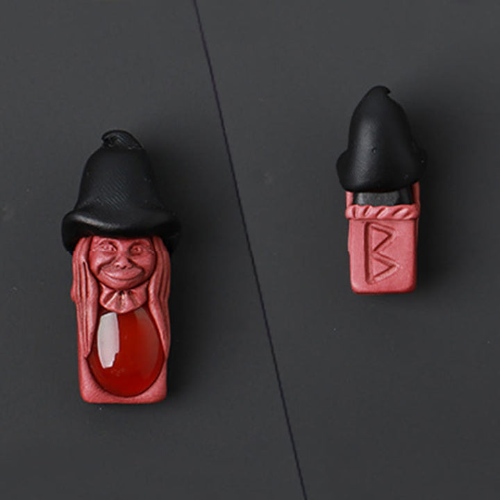 Olivenorma Nordic Elf Shaped Rune Gemstone Pendant Ornament - Red Agate - image 42