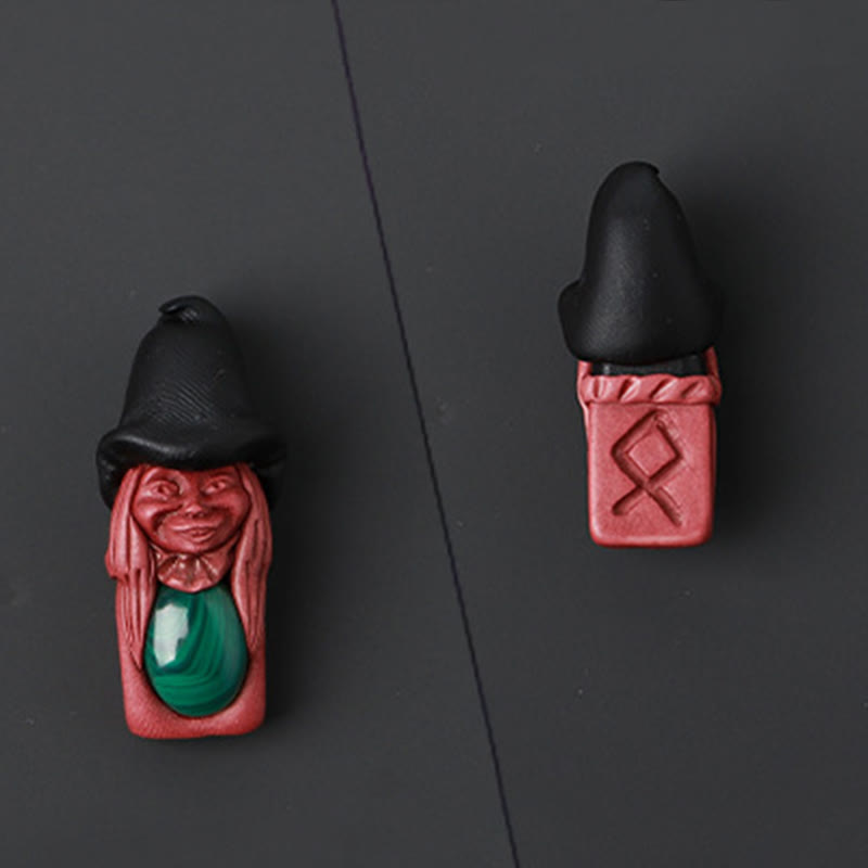 Olivenorma Nordic Elf Shaped Rune Gemstone Pendant Ornament - Malachite - image 40