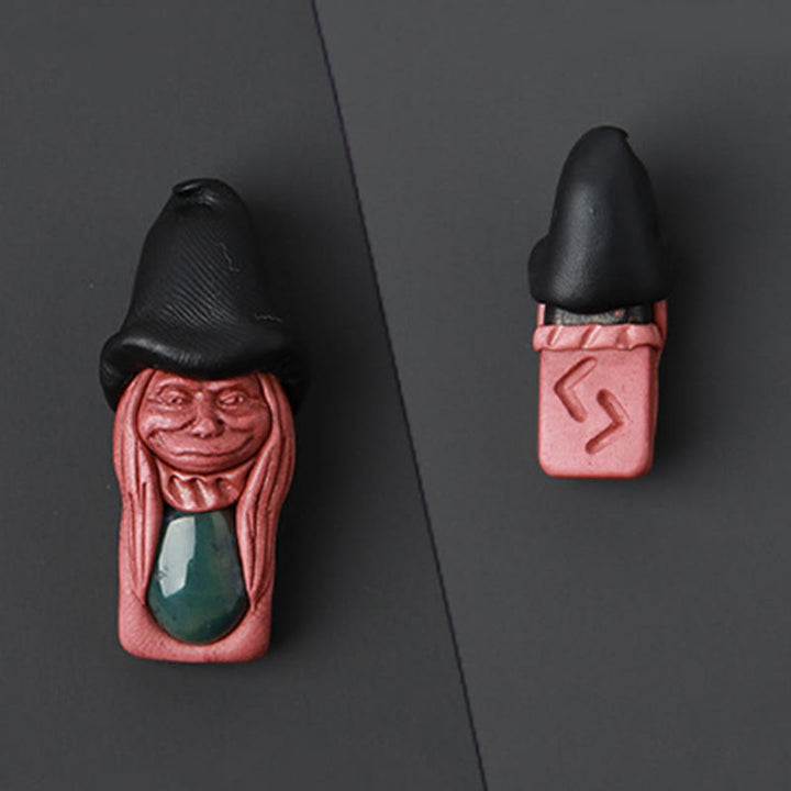 Olivenorma Nordic Elf Shaped Rune Gemstone Pendant Ornament - Moss Agate - image 12