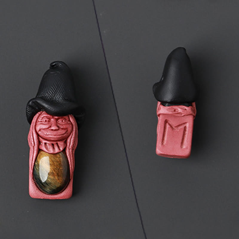 Olivenorma Nordic Elf Shaped Rune Gemstone Pendant Ornament - Blue Tiger Eye - image 11