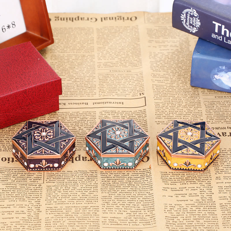 Olivenorma Antique Hexagram Metal Jewelry Box - image 8
