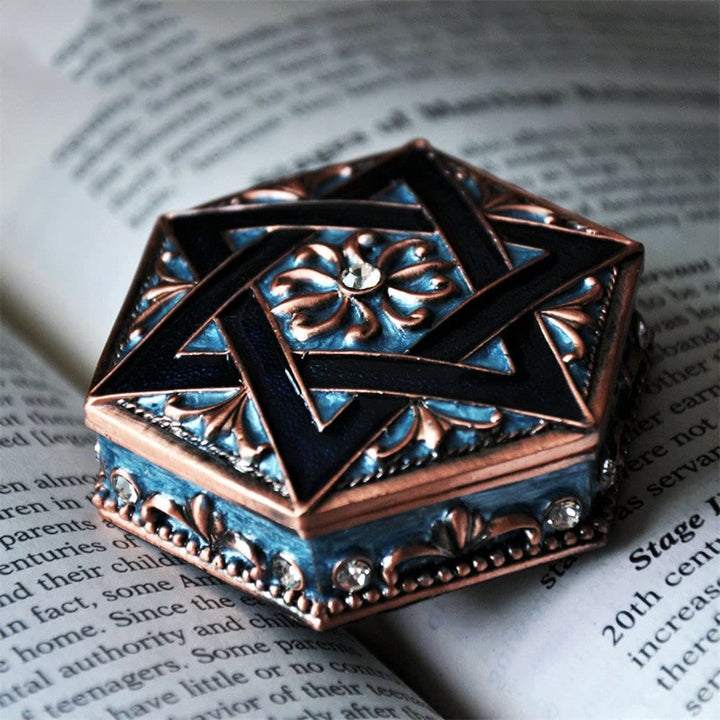 Olivenorma Antique Hexagram Metal Jewelry Box - Blue - image 0