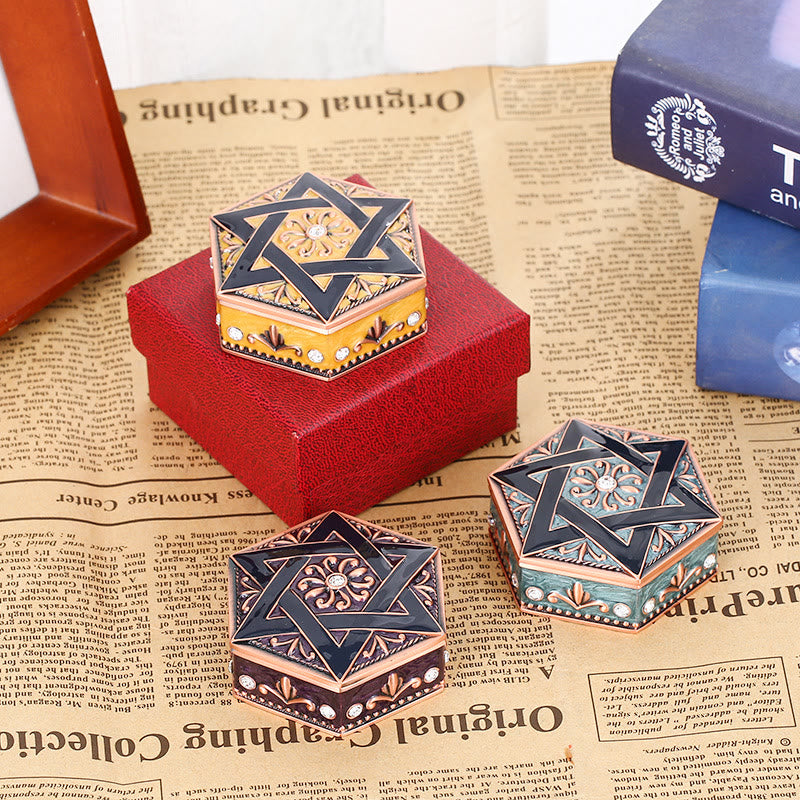 Olivenorma Antique Hexagram Metal Jewelry Box - image 9