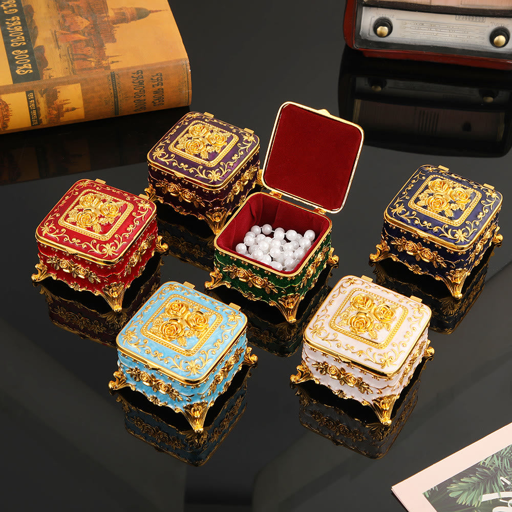 Olivenorma Exquisite Engraved Rose Metal Jewelry Box - image 0