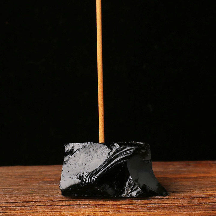 Olivenorma Rough Gemstone Incense Stick Holder - Obsidian - image 43