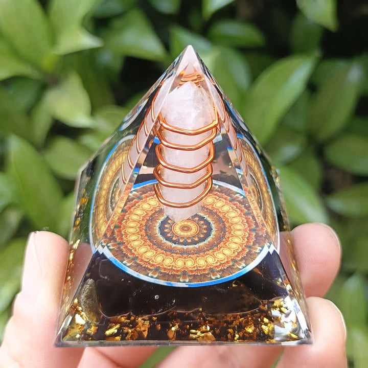 Olivenorma Energy Hexagonal Prism Clear Crystal Obsidian Orgone Pyramid - 5cm*5cm - image 0