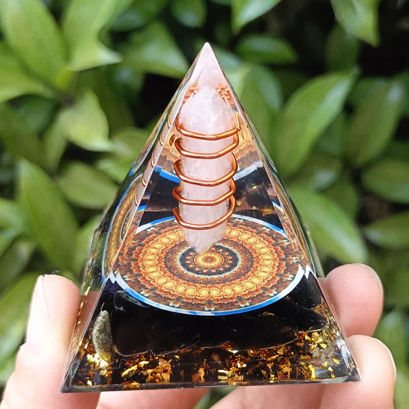 Olivenorma Energy Hexagonal Prism Clear Crystal Obsidian Orgone Pyramid - image 2
