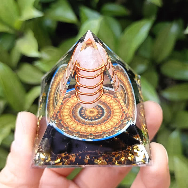 Olivenorma Energy Hexagonal Prism Clear Crystal Obsidian Orgone Pyramid - image 3