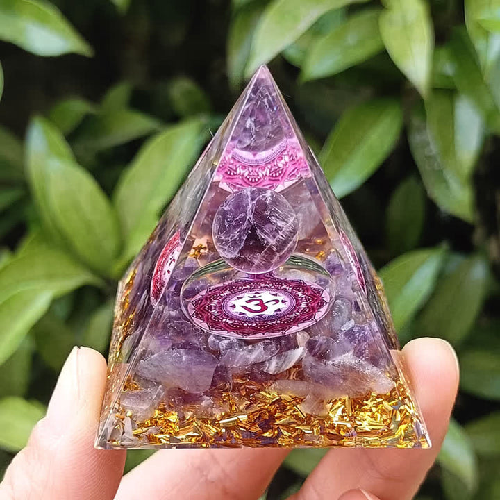 Olivenorma Energy Amethyst Ball Om Symbol Orgone Pyramid - image 0