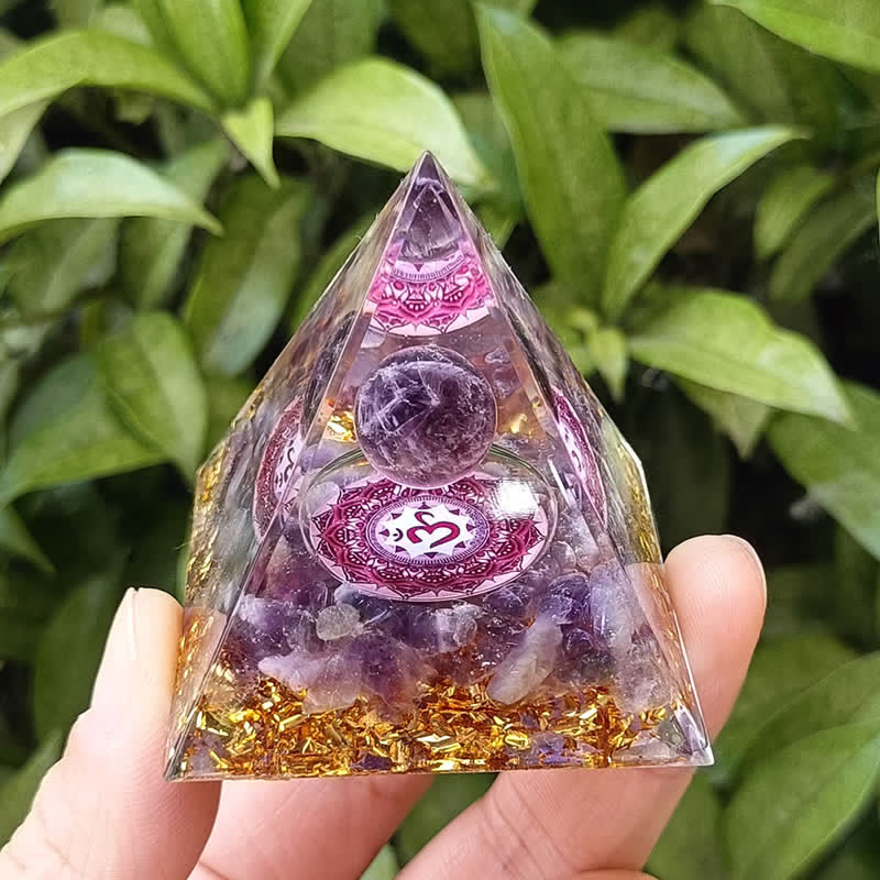 Olivenorma Energy Amethyst Ball Om Symbol Orgone Pyramid - image 2