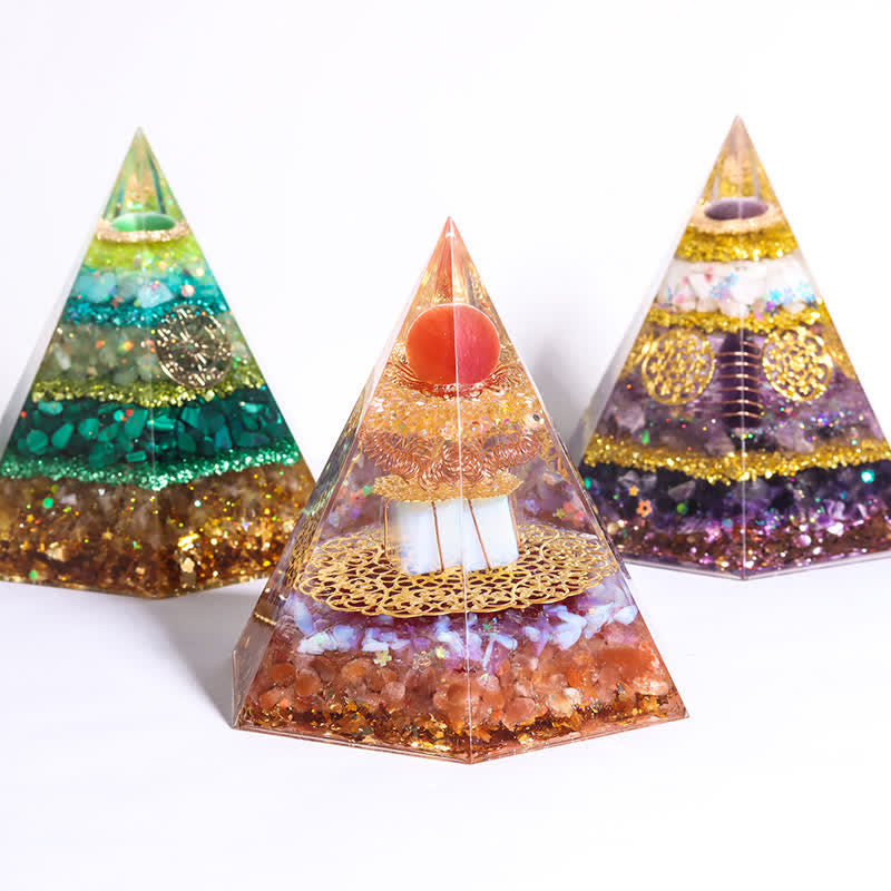 Olivenorma Good Luck Natural Stone Hexagonal Orgone Pyramid - image 21