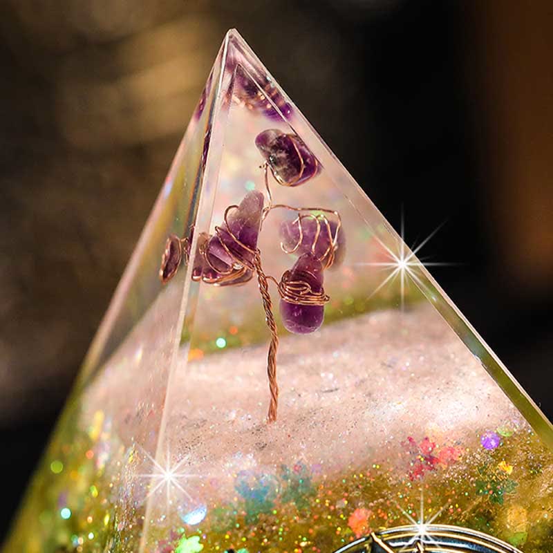 Olivenorma "Blessings" Amethyst Peridot Citrine Orgone Pyramid - image 4