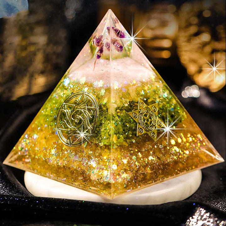 Olivenorma "Blessings" Amethyst Peridot Citrine Orgone Pyramid - image 3