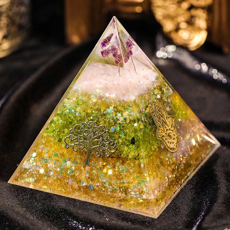 Olivenorma "Blessings" Amethyst Peridot Citrine Orgone Pyramid - image 1