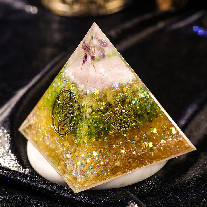 Olivenorma "Blessings" Amethyst Peridot Citrine Orgone Pyramid - image 2