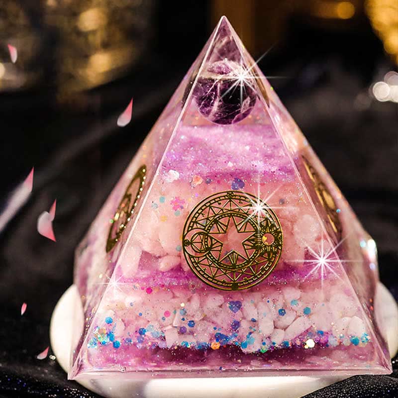 Olivenorma "Perfect Love" Amethyst Rose Quartz Orgone Pyramid - image 4
