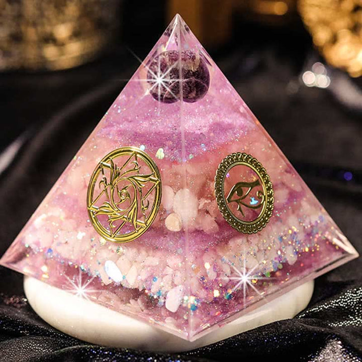 Olivenorma "Perfect Love" Amethyst Rose Quartz Orgone Pyramid - image 3