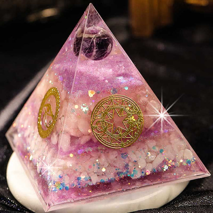 Olivenorma "Perfect Love" Amethyst Rose Quartz Orgone Pyramid - image 1