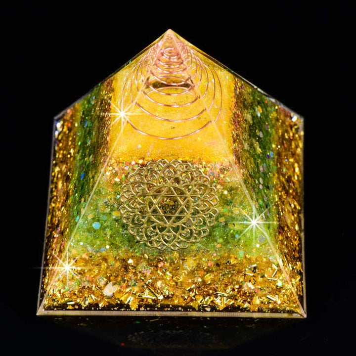 Olivenorma "Good Luck In Year" Citrine Peridot Orgone Pyramid - image 2