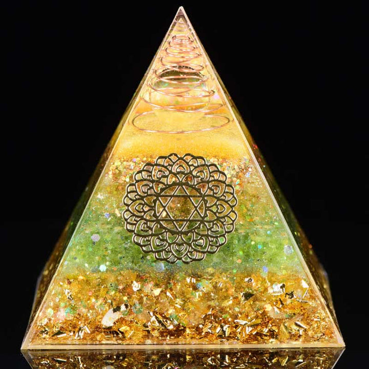 Olivenorma "Good Luck In Year" Citrine Peridot Orgone Pyramid - image 1
