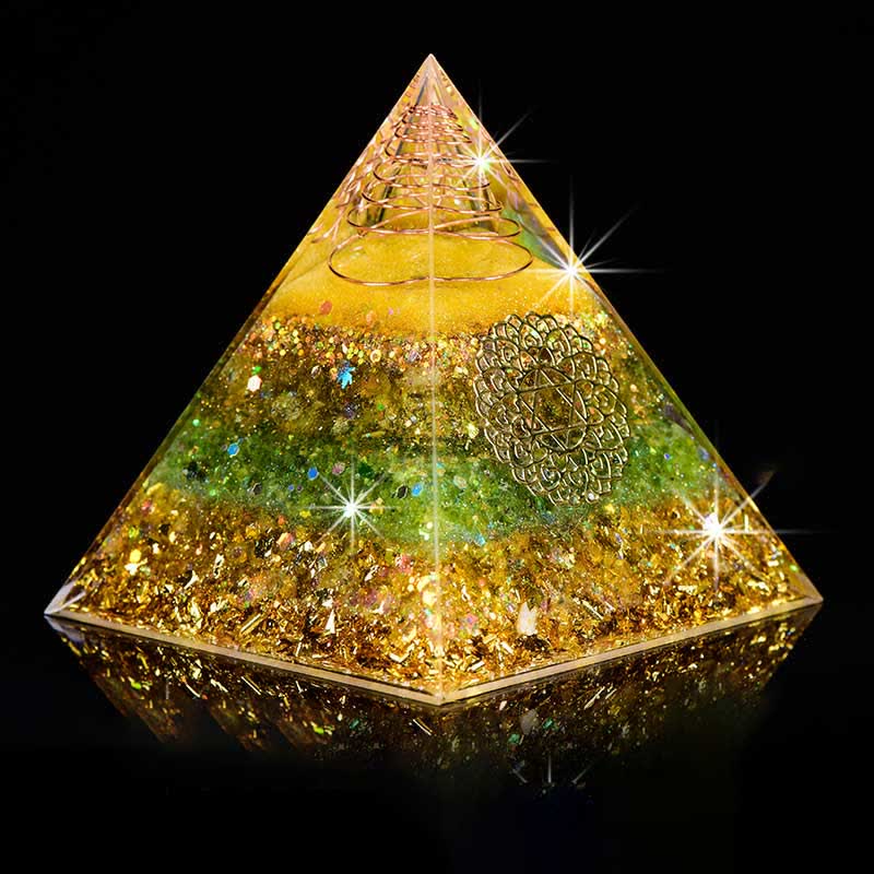 Olivenorma "Good Luck In Year" Citrine Peridot Orgone Pyramid - image 6
