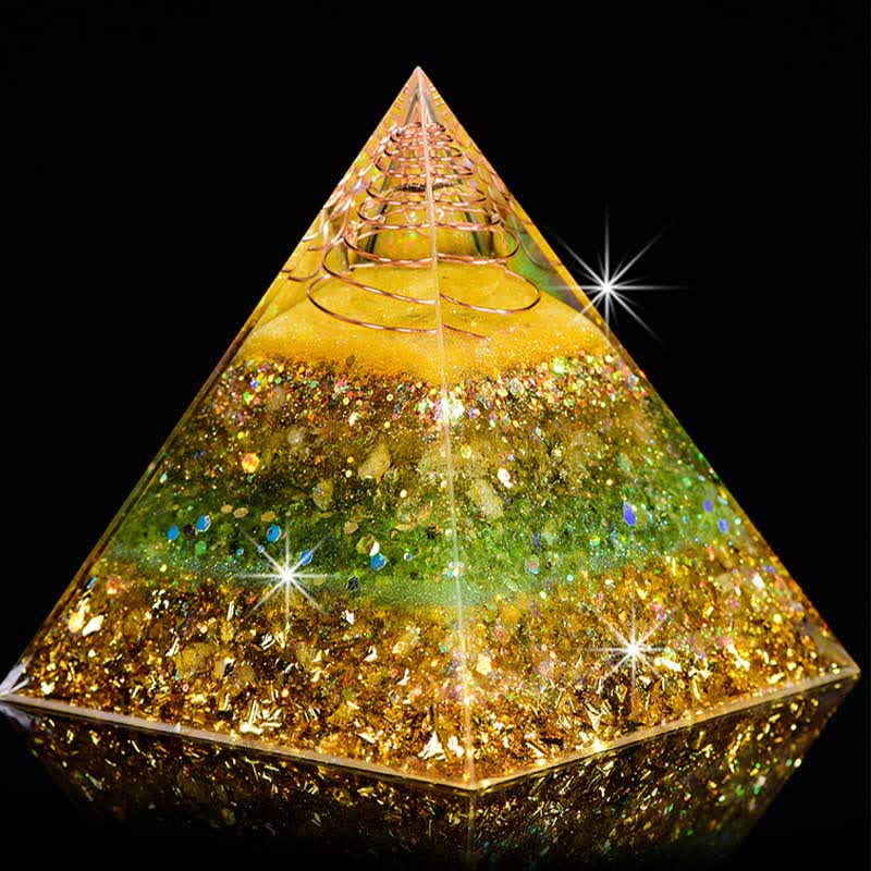 Olivenorma "Good Luck In Year" Citrine Peridot Orgone Pyramid - image 5