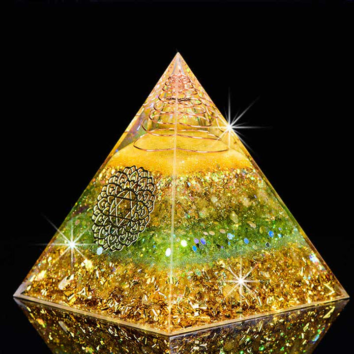 Olivenorma "Good Luck In Year" Citrine Peridot Orgone Pyramid - 20cm*20cm - image 0
