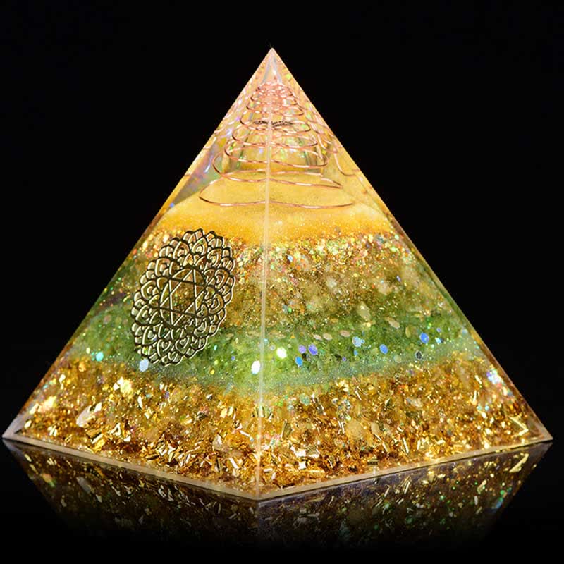 Olivenorma "Good Luck In Year" Citrine Peridot Orgone Pyramid - image 4