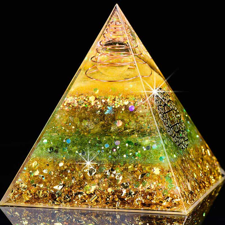Olivenorma "Good Luck In Year" Citrine Peridot Orgone Pyramid - image 3