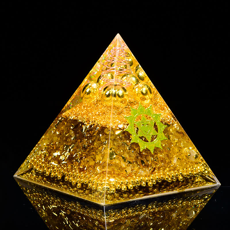 Olivenorma "Wealth Attracting" Citrine Clear Crystal Orgone Pyramid - Citrine & Clear Crystal - 20cm*20cm - image 2