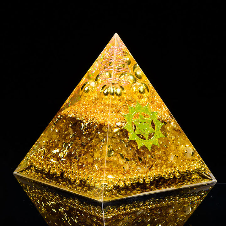 Olivenorma "Wealth Attracting" Citrine Clear Crystal Orgone Pyramid - Citrine & Clear Crystal - 20cm*20cm - image 2