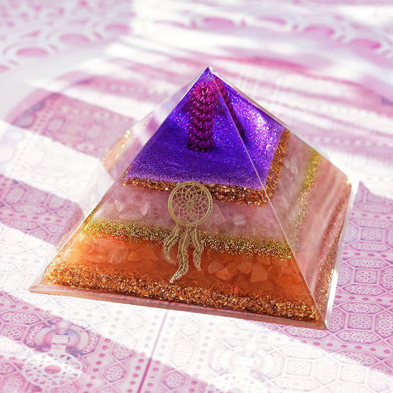 Olivenorma "Love and Beauty" Rose Quartz Sun Stone Orgone Pyramid - image 9