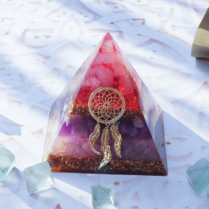 Olivenorma "Cupid's Dance" Rose Quartz Amethyst Lepidolite Orgone Pyramid - 6cm*7cm - image 1