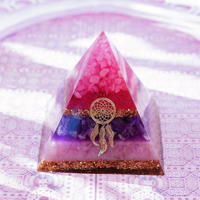 Olivenorma "Cupid's Dance" Rose Quartz Amethyst Lepidolite Orgone Pyramid - image 5