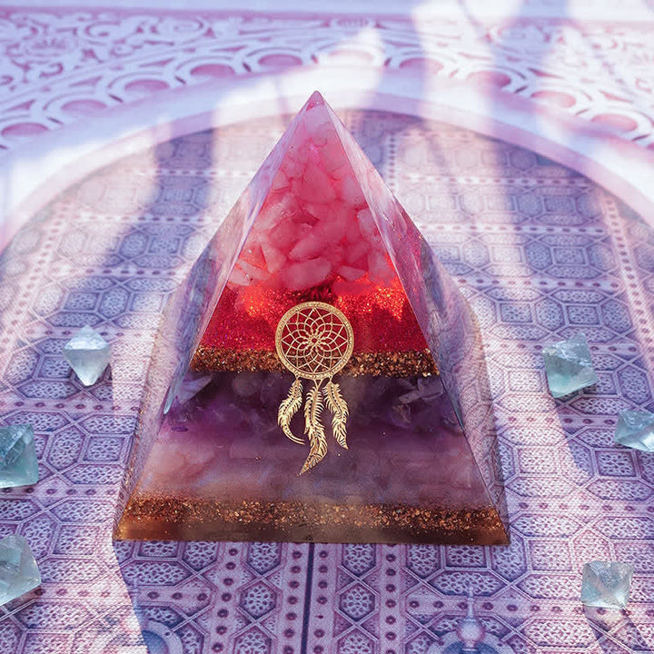Olivenorma "Cupid's Dance" Rose Quartz Amethyst Lepidolite Orgone Pyramid - image 6