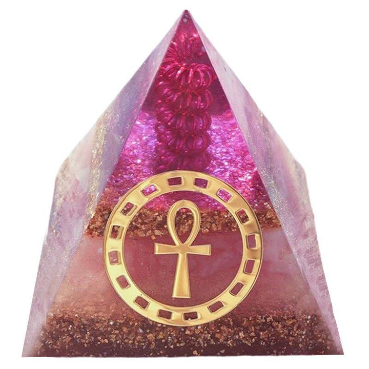 Olivenorma "Ankh Key of Life" Rose Quartz Orgone Pyramid - image 6
