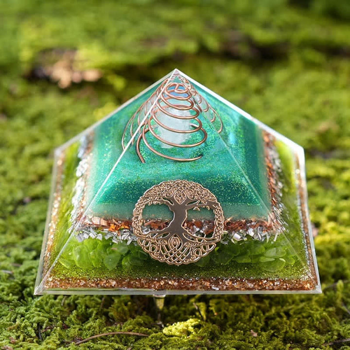 Olivenorma "Tree of Life" Clear Crystal Peridot Orgone Pyramid - 30cm*30cm - image 0