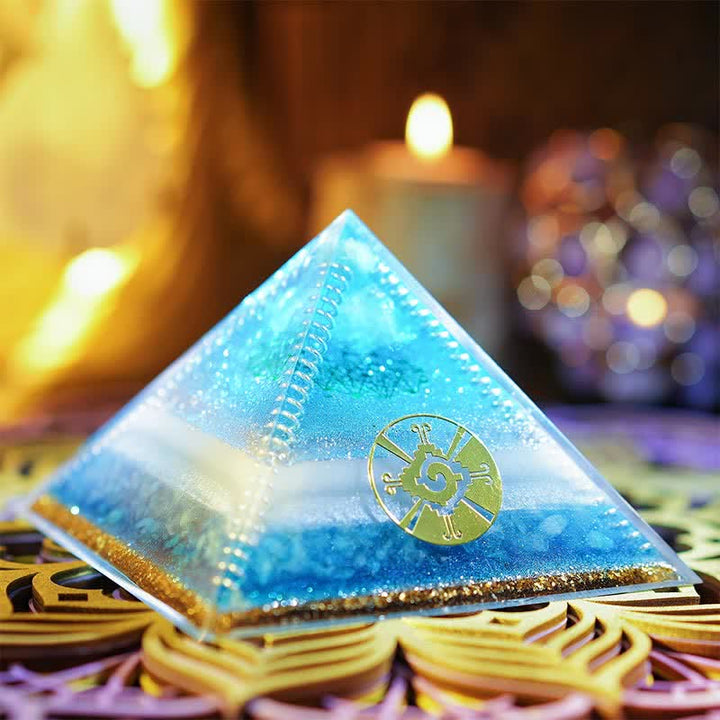 Olivenorma "Atlantis" Aquamarine Orgone Pyramid - 20cm*20cm - image 0