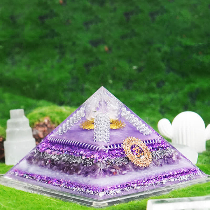 Olivenorma Healing Multifunctional Natural Stone Orgone Pyramid - Amethyst - image 14