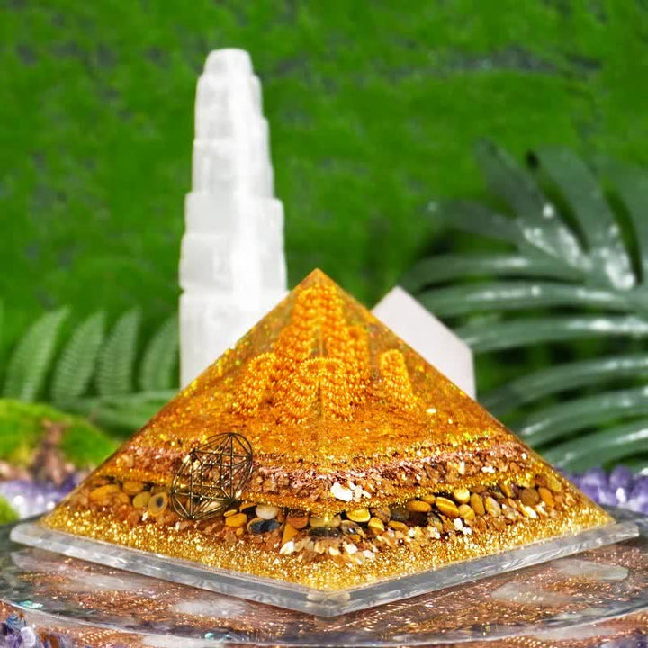 Olivenorma "Fortune" 13cm Natural Tiger Eye Orgone Pyramid - image 3