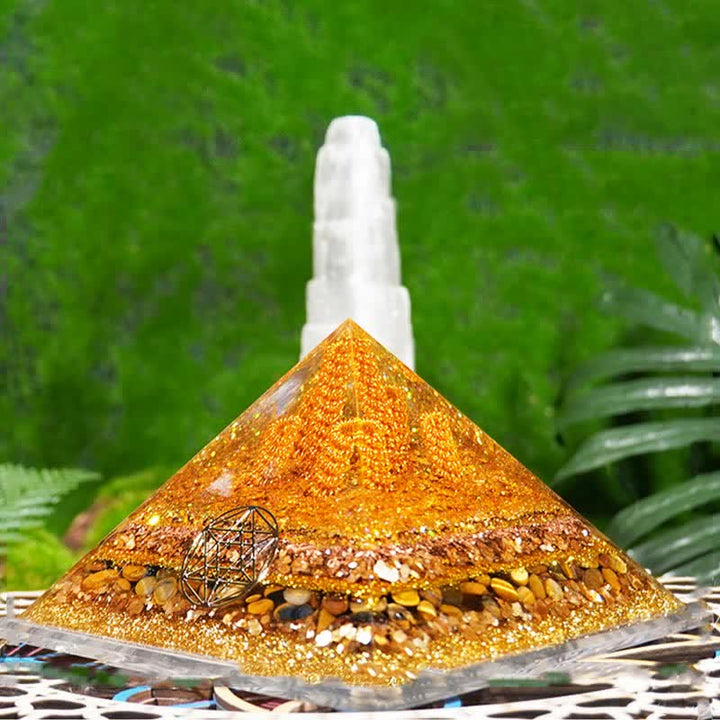 Olivenorma "Fortune" 13cm Natural Tiger Eye Orgone Pyramid - image 2