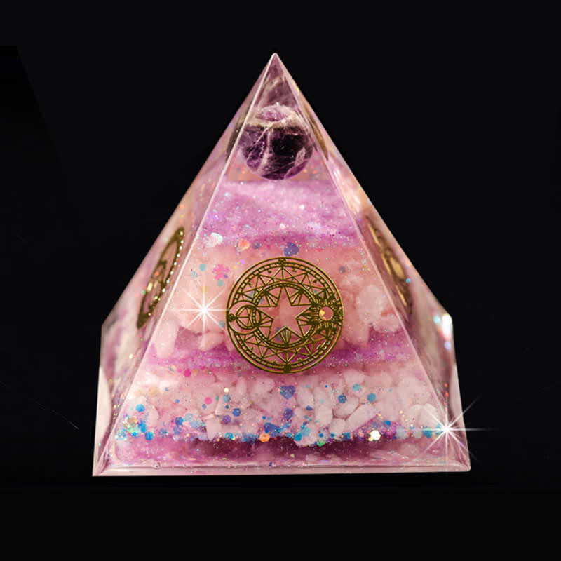 Olivenorma "Luck in Love" Amethyst Rose Quartz Orgone Pyramid - image 6