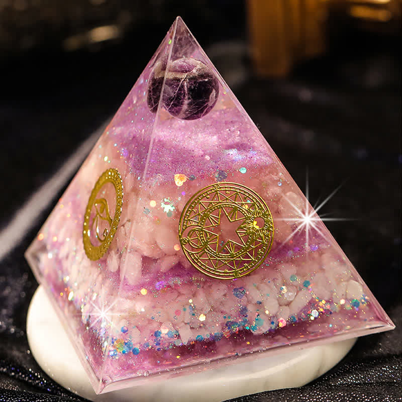 Olivenorma "Luck in Love" Amethyst Rose Quartz Orgone Pyramid - image 2